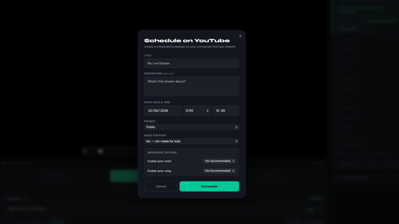 Stream24 broadcast scheduling interface